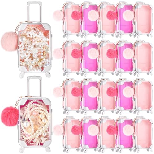 VioraWhite 40 Pcs Mini Suitcase Empty Box and Plush Ball Set, 2 Pink by VioraWhite