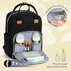 RUVALINO Diaper Bag Backpack, Multifunction Travel Pack Maternity Baby Changing Bags, Large Capacity, Waterproof, Deep Black, Polyester - Image 3