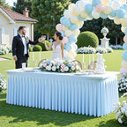 4 Pack Baby Blue Table Cloth for 8 Foot Rectangle Tables Spandex Fitted Tablecloth 8ft Stretch Table Covers Skirt Baby Blue Banquet Tablecloths Wrinkle Free Tablecloth for Party Wedding Birthday Event - Image 4