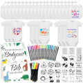 Bibs Bodysuits Baby Shower Game Sign Set Newborn Onesies Feeder Gift Fabric Marker Stencils Kit by Aisharery