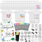 Bibs Bodysuits Baby Shower Game Sign Set Newborn Onesies Feeder Gift Fabric Marker Stencils Kit by Aisharery