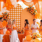 Tegeme 2 Set Gingham Arch Backdrop Cover 7.2ft 6.6ft Fall Orange Arch Cover - Image 4