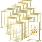 Hoteam 48 Pack 5 x 7 Inch Gold Acrylic Sign Holders, Wedding Picture Frame by Hoteam