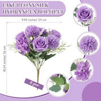 Tigeen 6 Bundles Artificial Flowers Bouquet for Wedding, Purple Series - Image 2