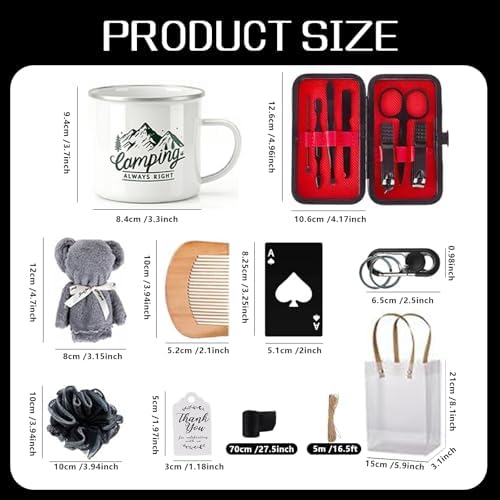 61PCS Baby Shower Prizes for Men 6 Set with Premium 12 OZ Enamel Mug Bottle Opener Manicure Kit Wood Comb Bear Towel Keychain Bath Sponge Gift Bag Baby Shower Game Prizes for Winner Bachelor Party - Image 4
