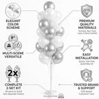 Balloon Column Kit Set of 2 With Balloons Included - with Base, and Pole,Balloon Tower Backdrop Decoration for Wedding, Baby Shower, Birthday Party, or Bachelorette Parties (Silver White) - Image 3