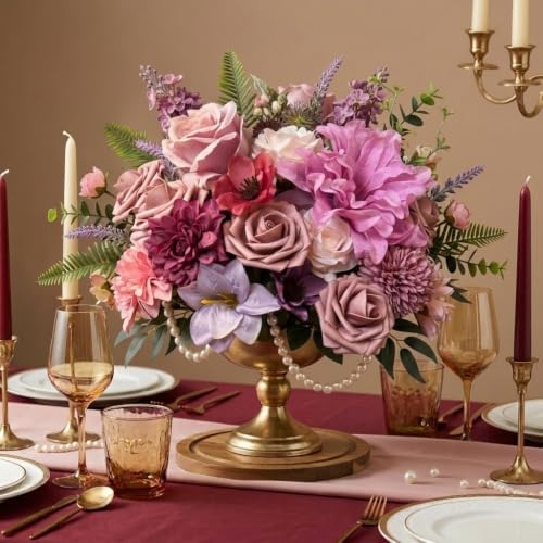 Mixed Artificial Flowers Box, Silk Roses, Peonies, Dahlias & Eucalyptus - Image 2