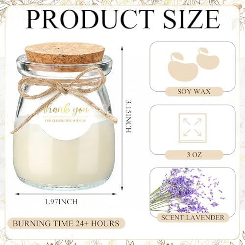 MTLEE 20 Sets Wedding Candle for Guest Beige Glass Jars Bridal Shower Favor - Image 2