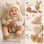Golray Baby Gifts for Baby Shower, 9pcs Newborn Essential for Boys Girls 0-6 Months with Footed Romper/Muslin Swaddle Blanket/Felt Storage Bag/Bib, Welcome Baby Gender Reveal Infant Gift Box Set - Image 5