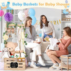 Wooden Baby Shower Crate Closet with Adjustable Handle & Garland, Large Personalized Baby Shower Basket Clothes Hangers Rack Storage Box, Pregnancy Gifts for New Parents Newborn Boy Girl - Image 6