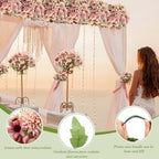 Tigeen 12 Bundles Peonies Artificial Flowers Faux Roses, Fuchsia - Image 3