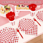 Vyntra 350-Pc Red Gingham Paper Plates and Napkins Party Supplies - Image 7