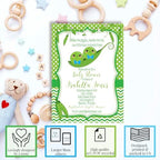 Amanda Creation Custom Baby Shower Invites Cute Pea Pod Invitation 20 5x7 Personalized Twin Boy Baby Shower Invitation Cards With Envelopes - Image 2