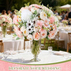 Tigeen 6 Bundles Artificial Flowers Bouquet for Wedding, White Pink - Image 4
