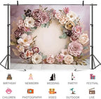 10x5ft Wedding Backdrop Purple Pink Floral Theme Photography Background White Flower Garland Green Leaves Bridal Shower Banner Decorations Girls Birthday Party Baby Portrait Photo Booth Prop - Image 3