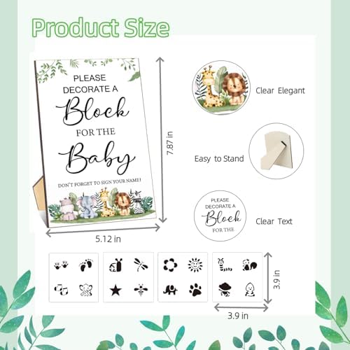 97 Pcs Baby Shower Game Sign Set Includes Decorative Square Signs 56 DIY Blank Wooden Blocks 20 Fabric Pens Baby Shower Game Prizes - Image 4