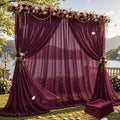 20ft×10ft Wrinkle Free Burgundy Backdrop Curtain Drapes, 4 Panels 5ftx10ft Sheer Tulle Chiffon Backdrop Panels Curtains for Wedding Baby Shower Birthday Party Stage Photo Home Decorations by Unknown