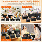 8Pcs Black Acrylic Buffet Risers with Mini Sign and Marker, Black Acrylic Risers for Party Catering Dessert Jewelry Collectibles with Hollow Bottoms Nesting Cube Box (9.5" 9" 8" 7.5" 6.8" 6" 5" 5") - Image 3