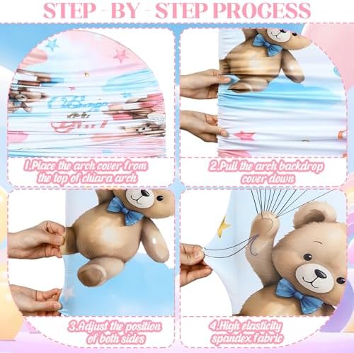 Gender Reveal Bear Arch Cover Backdrop Fabric Stand Cover - Image 3