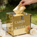 Acrylic Gold Card Box with Slot & Lock, Metallic Golden Classy Wedding Card Boxes for Reception, Large Money Gift Cards Box for Party Engagement Bridal Shower Luxury Wedding Table Decor - Image 3