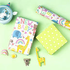 WRAPAHOLIC Jumbo Reversible Baby Shower Wrapping Paper - 30 Inch x 100 Feet - Animals & New Baby Design for Neutral Baby Shower, Boys Girls Kids Birthday - Image 4