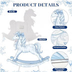 3Pcs Blue Toile de Jouy Baby Shower Decorations, Blue Bear Rocking Horse Carriage Cardboard Cutouts Gender Reveal Photo Booth Props Corrugated Plastic Nursery Toile De Jouy Decor Birthday Party - Image 3
