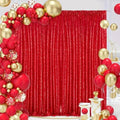 Red Glitter Sequin Backdrop Curtains 8ftx8ft Photo Drapes by Fanqisi