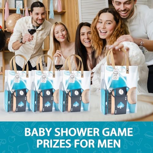 Baby Shower Prizes for Men 6 Set with 8oz Stainless Steel Hip Flask Bottle Opener Manicure Kit Bath Sponge Sunglasses Gift Bag Baby Shower Game Prizes for Winner Bachelor Party (Blue, 6 Sets) - Image 6