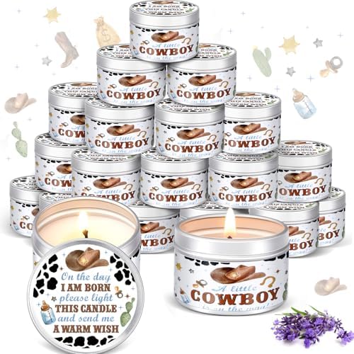 MTLEE Cowboy 24 Pcs Baby Shower Party Favors Candles Lavender Scented Baby Shower Favors for Guests Rustic Tealights Candles Gender Reveal Return Gifts(White, 1.2 oz) by CelebrateEveryMoment