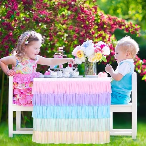 MECCANIXITY 1 Pack 14ft Blue Tutu Table Skirt, Ruffle Tablecloth for Rectangle or Round Table Cover for Birthday Weddings Cake Dessert Table Decorations - Image 4