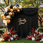 30FT x 10F Black Backdrop Curtain for 40th Birthday Decorations, Polyester Backdrop Drapes with Rod Pockets,Cloth Fabric Curtain for Wedding, Commercial Displays,Graduation Party Decorations - Image 6