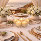 Set of 72 Richland Votive Candles Ivory Unscented and 72 Clear Glass Eastland Votive Holders - Image 5