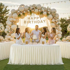 4 Pack 8ft Ivory Tulle Tablecloths for Rectangle Tables, 8 Foot Ivory Rectangular Table Cloth Wrinkle Free Tablecover with Tutu Skirt for Wedding Baby Shower Birthday Party Banquet Buffet Cake - Image 4