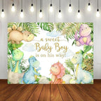 Dinosaur Baby Shower Backdrop 10x7ft Dinosaur It's a Boy Baby Shower Background Party Decorations Cartoon Dino Theme Banner Photo Booth Props - Image 4