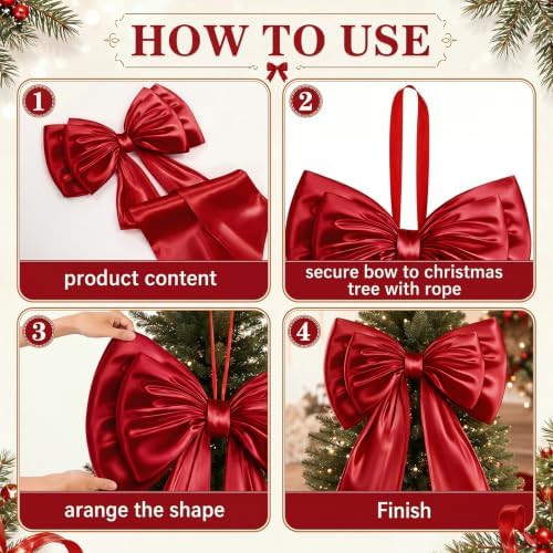 Sosation Christmas Red Large Bow Decor Big Bow for Backdrop 24x43 in - Image 4