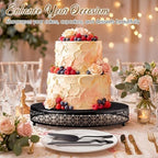 Wenqik Black Metal Cake Stand 18 Inch with Cutting & Spatula - Image 6