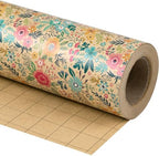 WRAPAHOLIC 30 Inch Jumbo Kraft Floral Wrapping Paper Roll - 30 Inch x 100 Feet Jumbo Roll - Spring Summer Garden Flower Design Perfect for Wedding, Bridal Shower, Birthday - Image 2