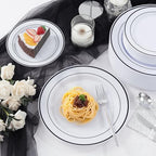 U-QE 100pcs Black Plastic Plates for Party - Black Plates Disposable - Image 6