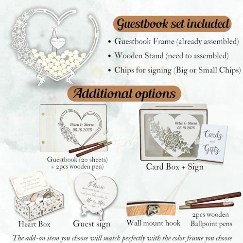 Rustic Wedding Guest Book Alternative, Drop Top Frame Hearts, Anniversary - Image 6