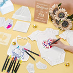 78PCS Baby Bib Bodysuit Baby Shower Set Baby Shower Game Sign Baby Feede Bib Newborn Bodysuit Fabric Marker - Image 6