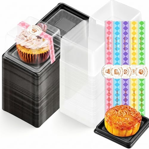 BenRan 100 Set 3.5 Inch Moon Cake Box Clear Mini Cake Containers by BenRanMooncakeBox