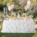 Wish Care 6ft White Sequin Table Skirt for Rectangle Tables Glitter Curly Willow Tutu Skirt Ruffle Table Cloth Desk Skirts for Wedding Birthday Baby Shower Party Banquet Table Skirting Decorations by WishCare