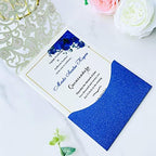 Hosmsua 50pcs Personalized Wedding Invitation Kit 5.12 x 7.3 Inch Royal Blue Laser Cut Flora Rehearsal Wedding Invitations with Envelopes for Quinceañera Bridal Shower Invite - Image 6