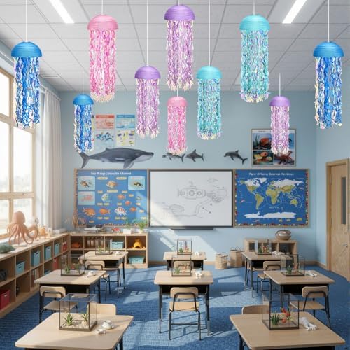 Baquler Set of 12 Jellyfish Party Decoration Soft Colors Paper Lanterns - Image 6