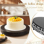 Wenqik 18 Inch Black Cake Stand Set Metal Round Cupcake Dessert Stand with Cake Cutting, Flower Spatula Wedding Cupcake Pastry Display Candy Holder Display for Wedding Party Birthday Baby Shower - Image 3