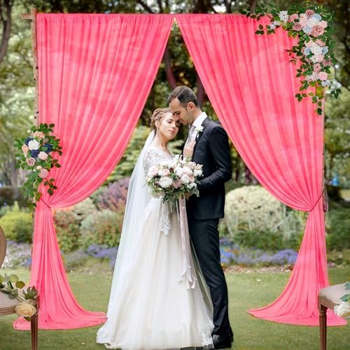 10 x 10 Feet Fluorescent Pink Backdrop Curtain for Partie, Background Curtains for Photoshoot, Birthday, Wedding, Easter, Mother's Day, New Year Party Decorations 5Ft x 10Ft, 2 Panels - Image 6