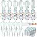 Honeydak 48 Pcs 10 Inch Whisks and Waffle Tea Towels Bulk for Cooking Heat-resistant Silicone Whisks with Thank You Tags for Bridal Shower Gifts for Guests Wedding Favors Baby Shower Party Game Prizes by Honeydak