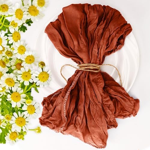 Cupuamon 100 Pack Cheesecloth Napkins 20x20 Inch Dinner Table Napkins Boho Washable Rustic Gauze Napkins Bulk for Wedding Bridal Baby Shower Party Decor (Terracotta) - Image 6