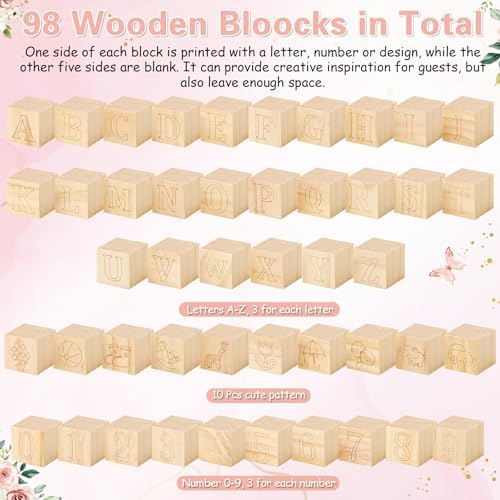 Marsui 136 Pcs Baby Shower Blocks to Decorate Game Kit, Flower - Image 4
