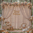 20ft×10ft Wrinkle Free Taupe Backdrop Curtain Drapes, 4 Panels 5ftx10ft Sheer Tulle Chiffon Backdrop Panels Curtains for Wedding Baby Shower Birthday Party Stage Photo Home Decorations - Image 4